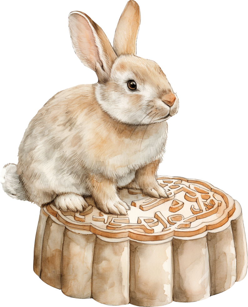 Mid Autumn Rabbit on Mooncake png