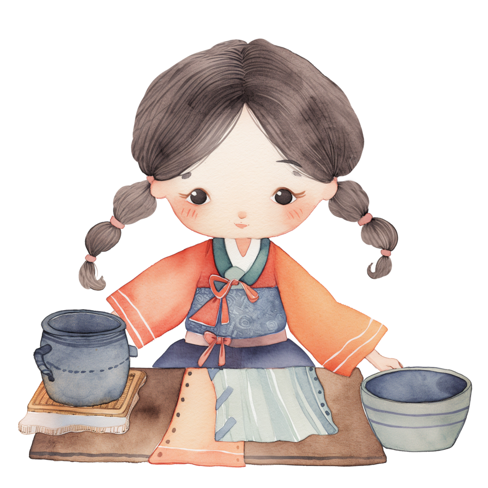 Cute Mongolia mother doing laundry png
