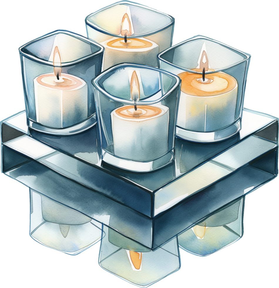 Setting candles inside mirrored boxes for infinite reflection effects png