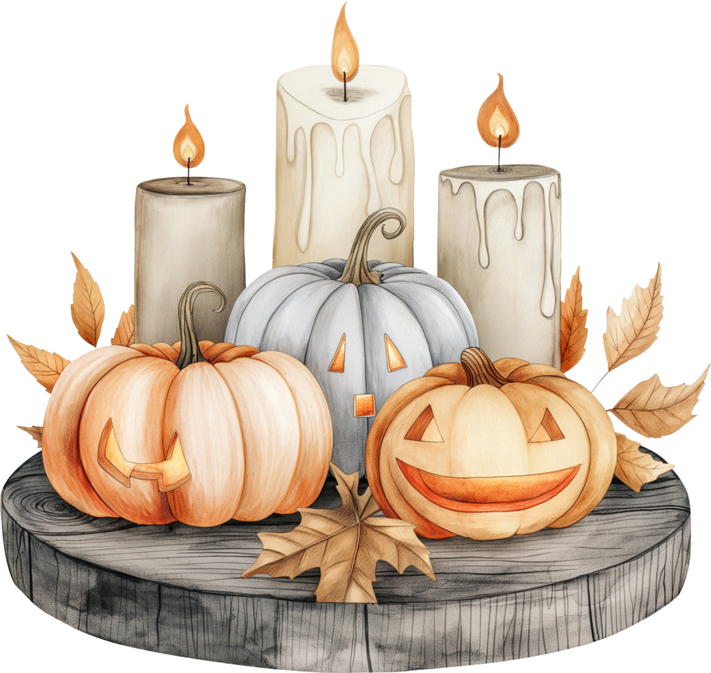 Using candles to create a cozy nook for Halloween card writing png