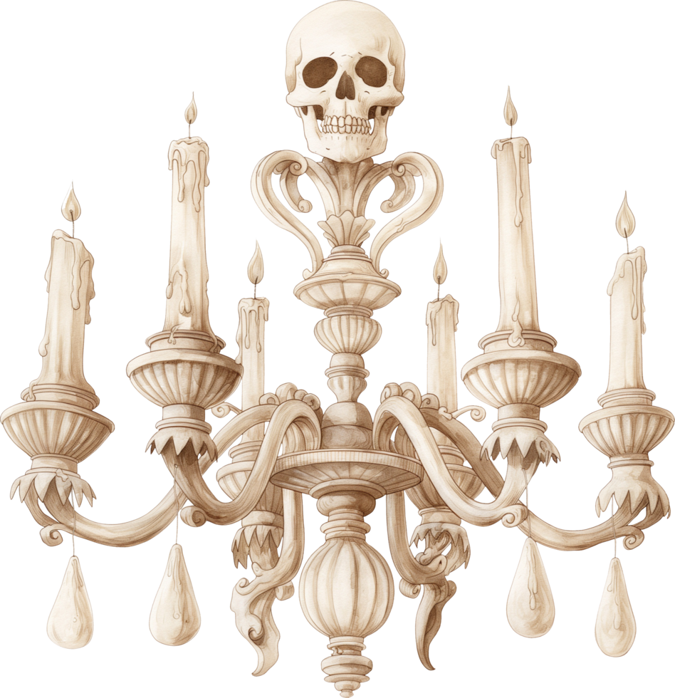 Making a candle chandelier with bones and skulls for a macabre centerpiece png