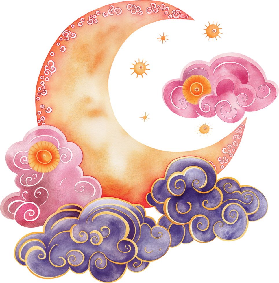 Mid Autumn Festival Moon and Cloud png