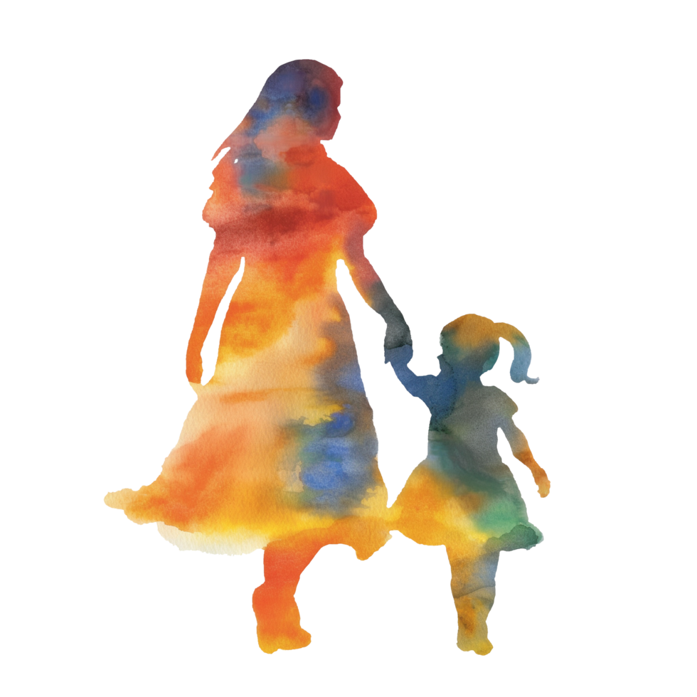 Cute A silhouette of a mother and child holding hands png