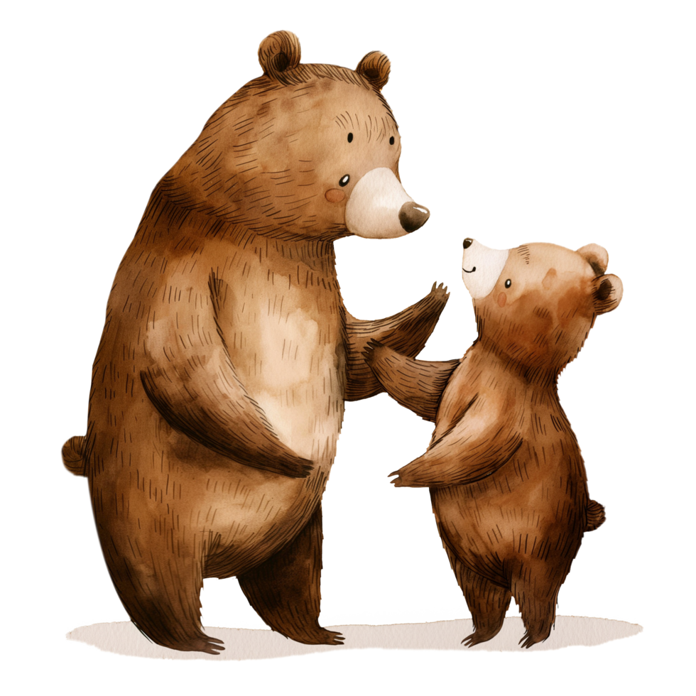 Cute mother bear and her cub dancing png