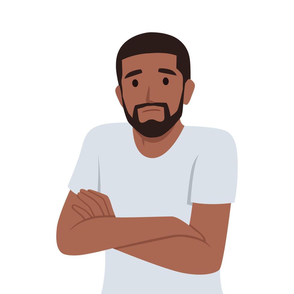 Young man character Confused in Casual wear scratching his head. vector