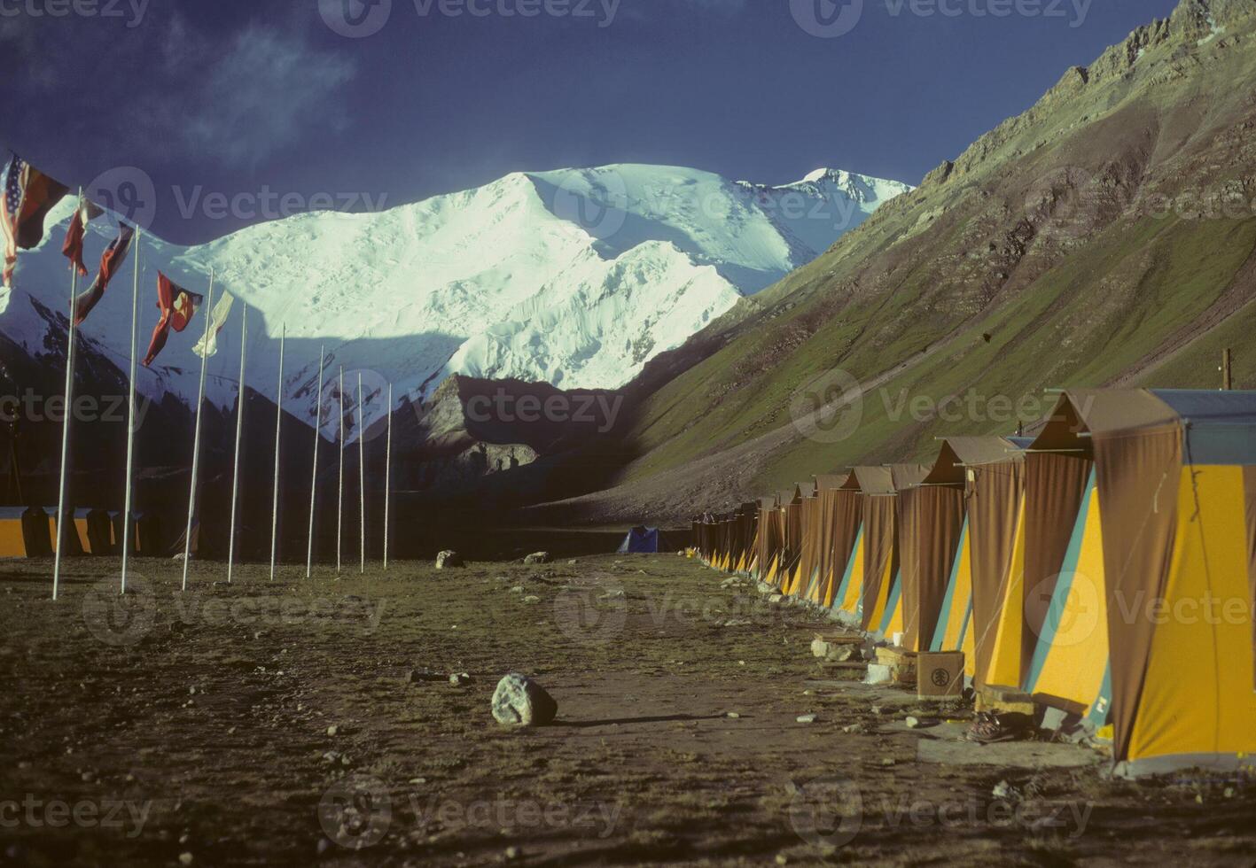 Row of tents flags, Pik Lenin photo
