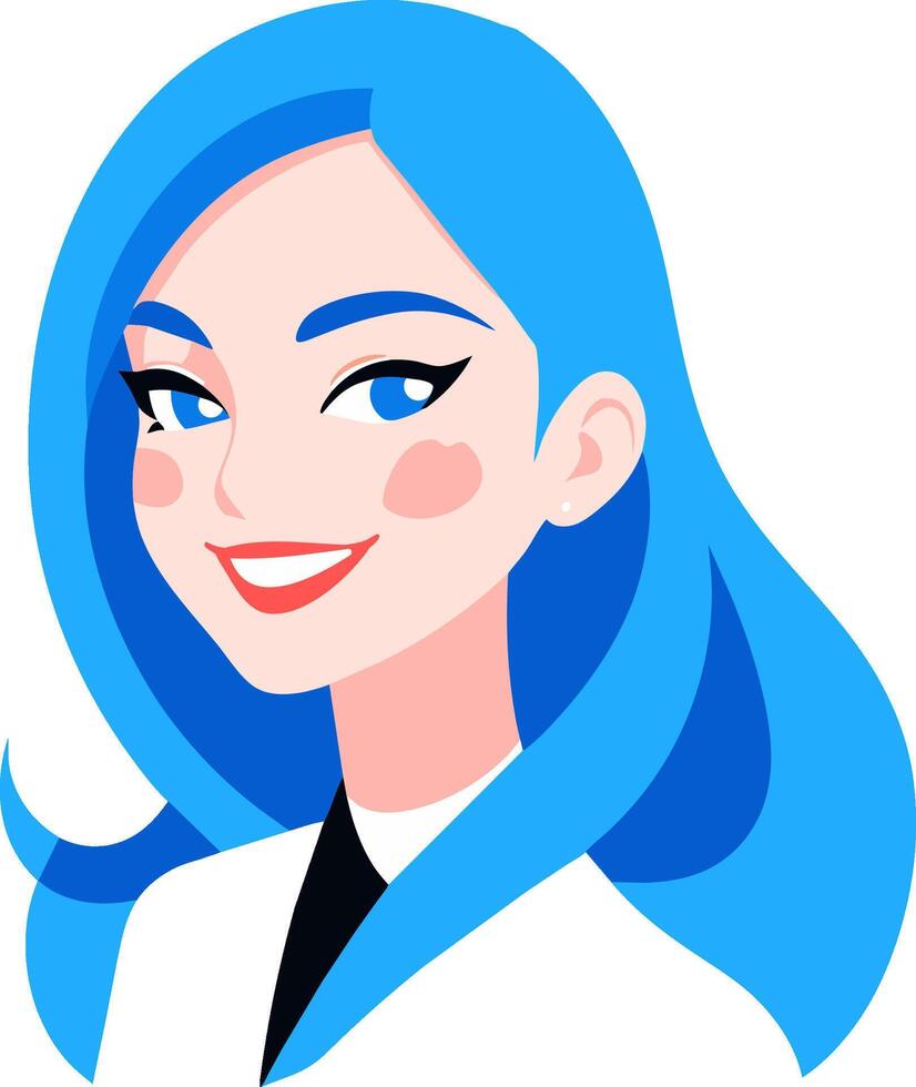 Beautiful young woman with blue hair. vector