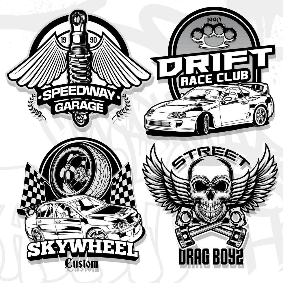 Racing Car Badge Illustrations vector