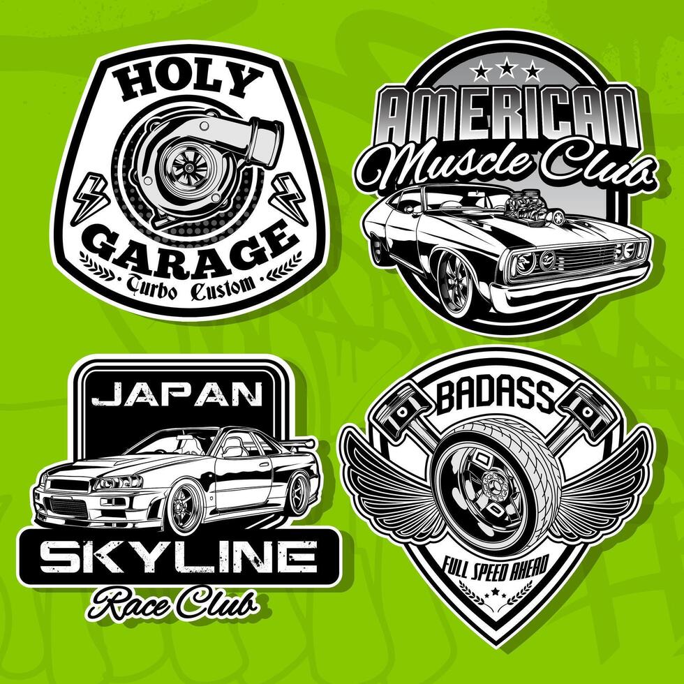 Racing Car Badge Illustrations vector