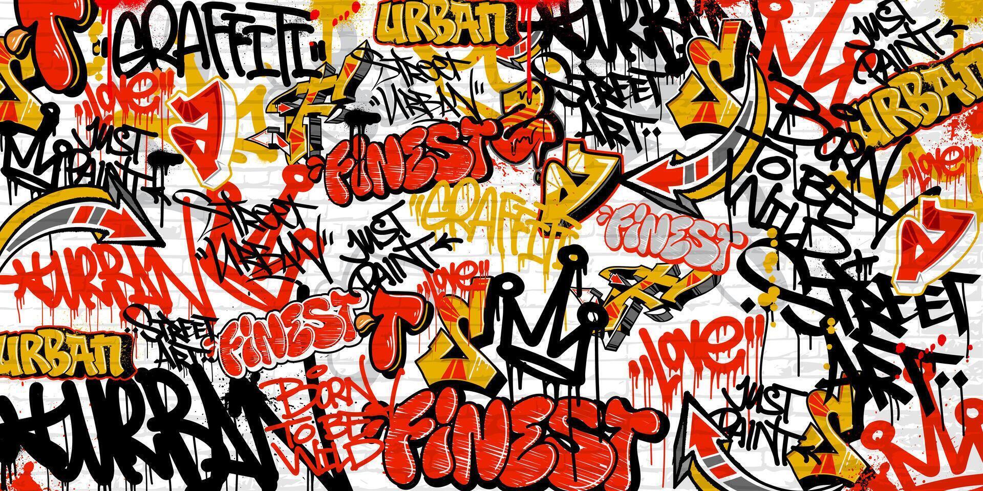 pintada antecedentes con vomitar y etiquetado dibujado a mano estilo. calle Arte pintada urbano tema en formato. vector