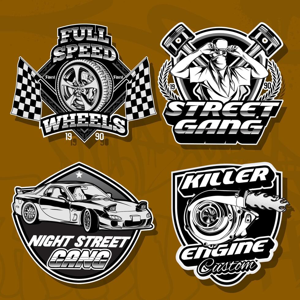 Racing Car Badge Illustrations vector