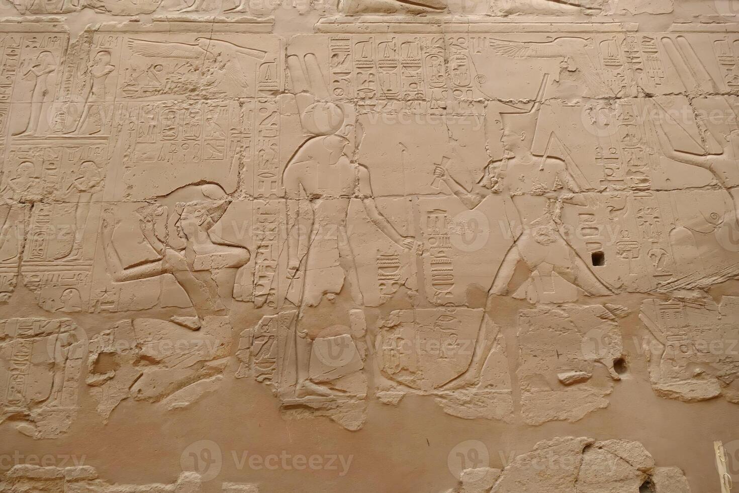 Hieroglyphics on massive columns of Karnak photo