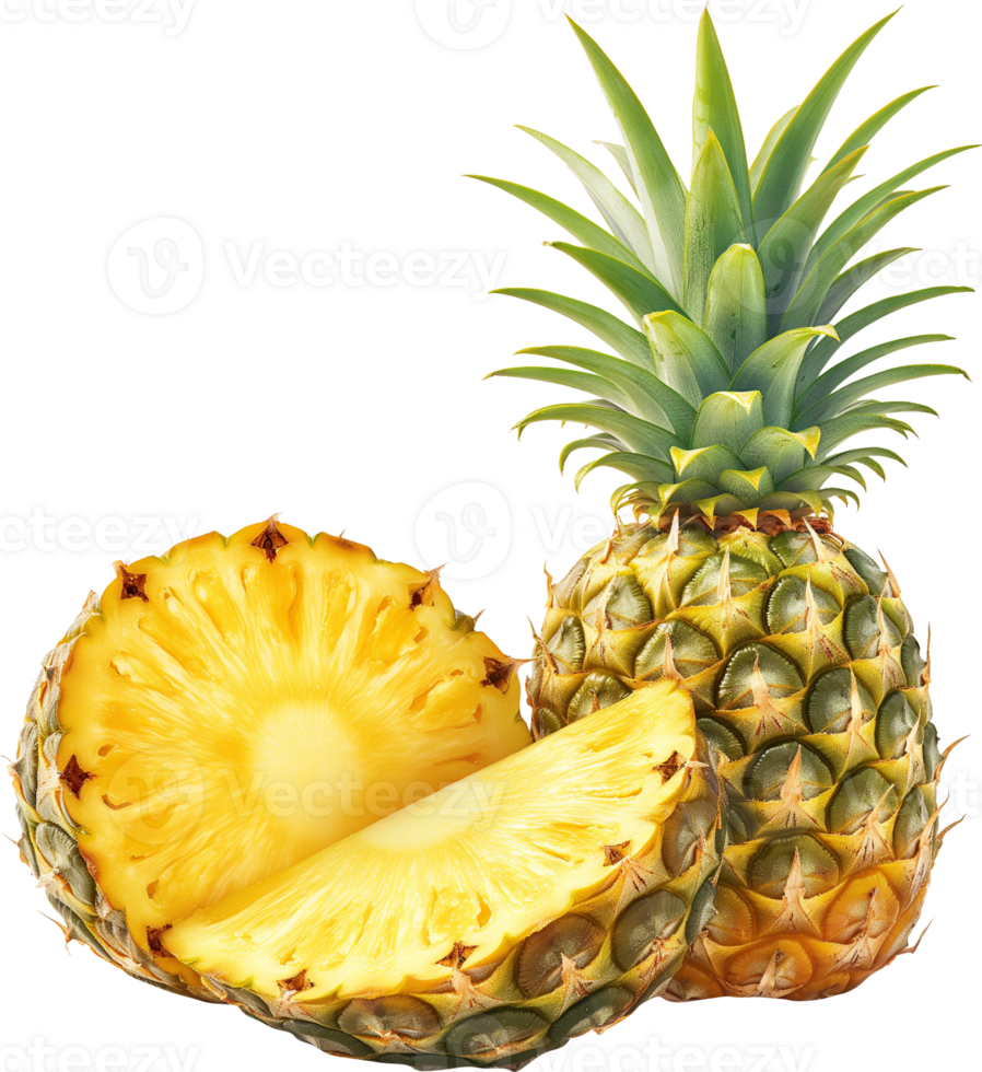 healthy pineapple slice fruit isolated on a transparent background png