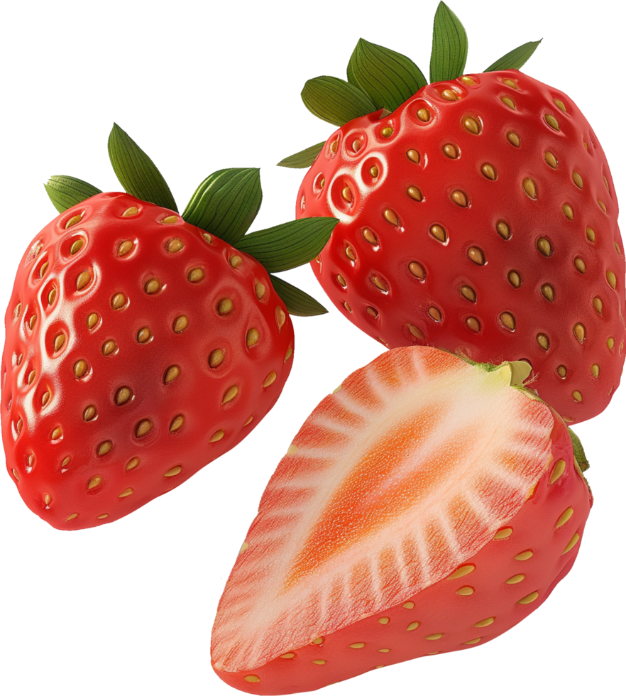 Strawberry slice isolated on a transparent background png