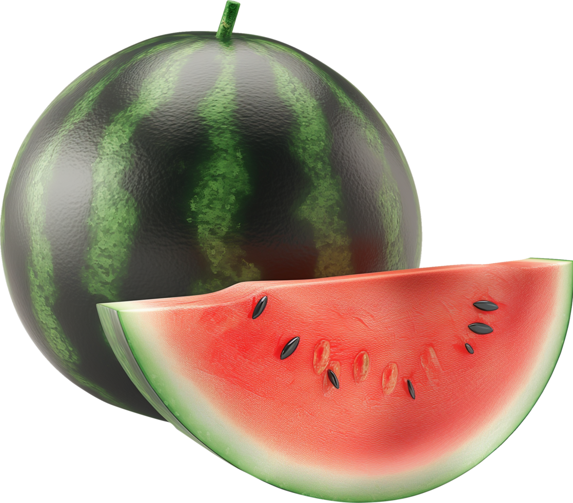Watermelon with slice isolated on a transparent background png