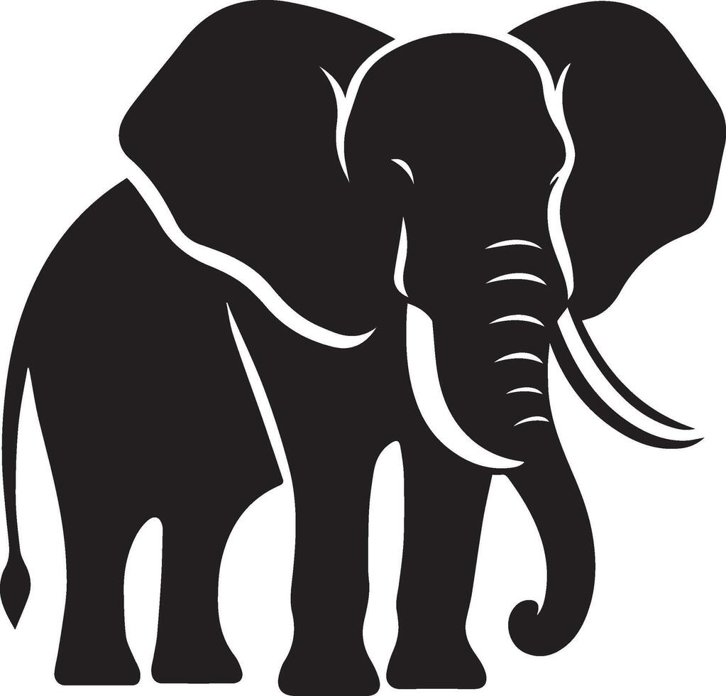 Elephant silhouettes art, black and white color vector