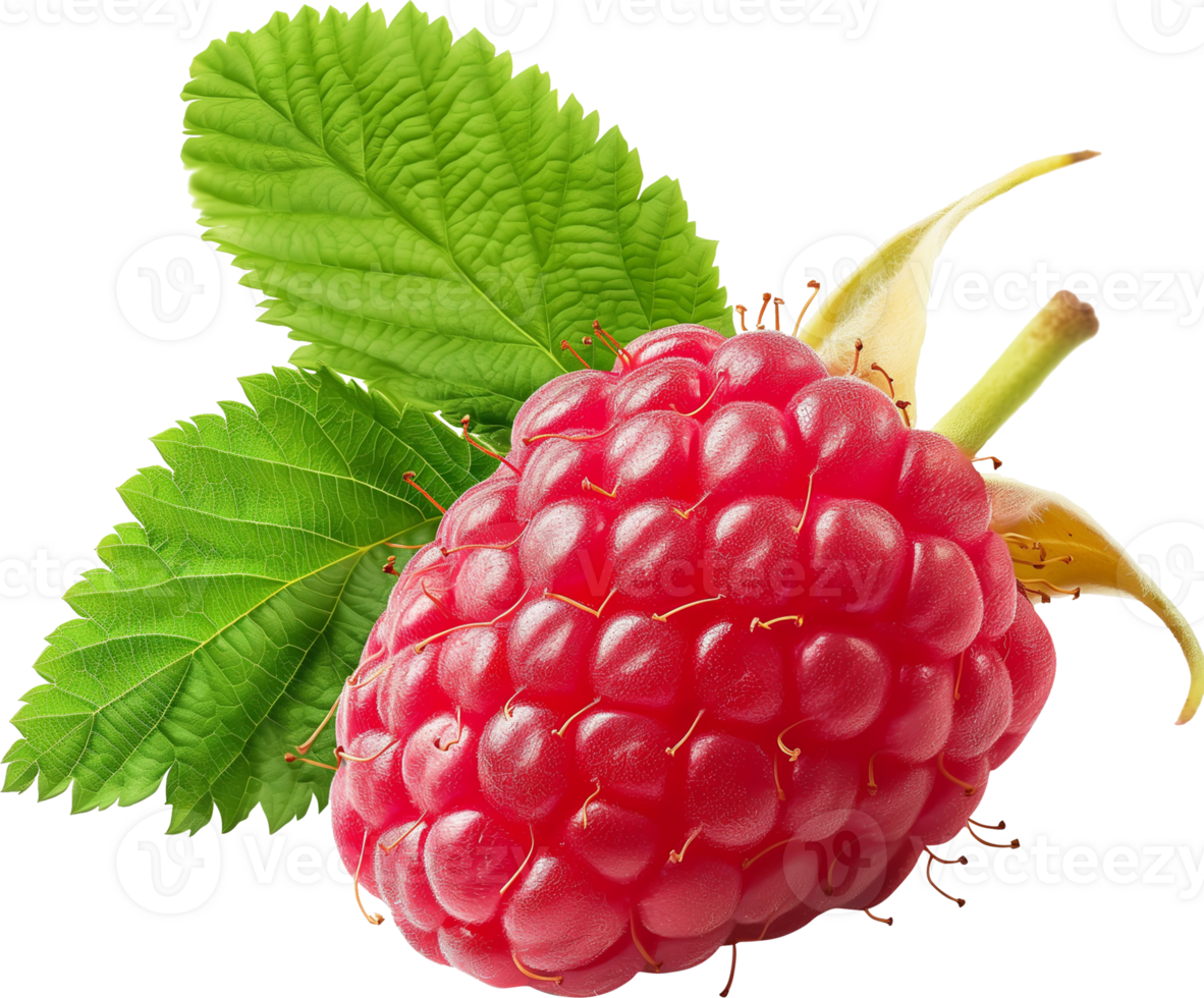 fresh red Raspberry fruit isolated on a transparent background png