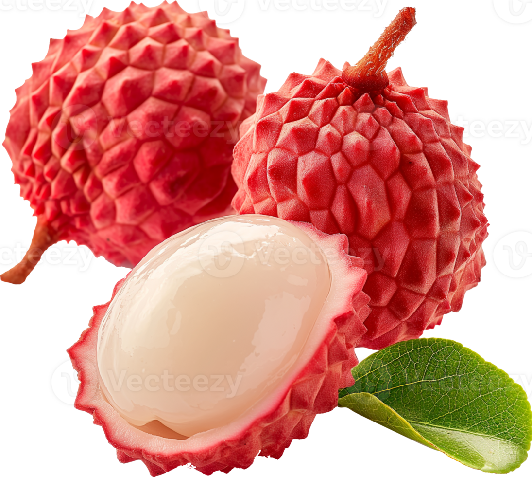 Fresh lychee fruit isolated on a transparent background png