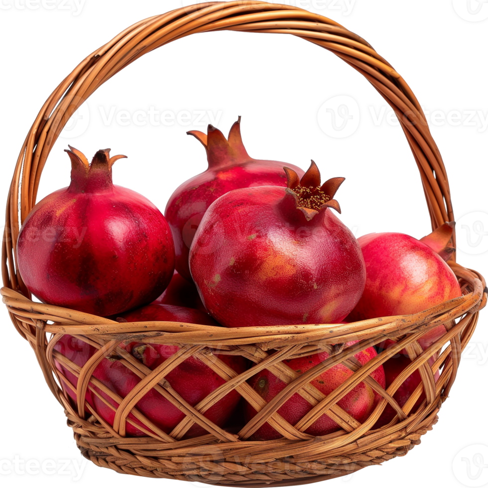 Red Pomegranates basket isolated on a transparent background png