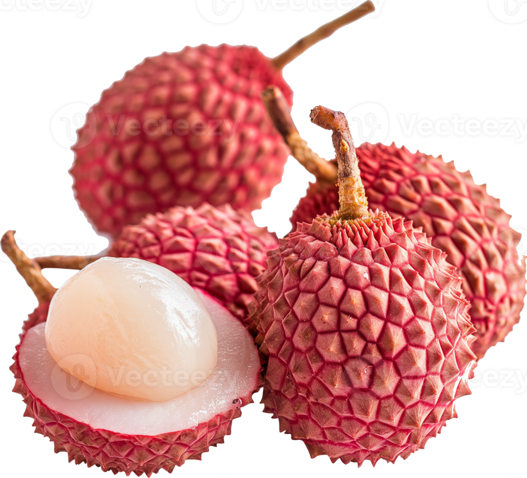 Fresh lychee fruit isolated on a transparent background png