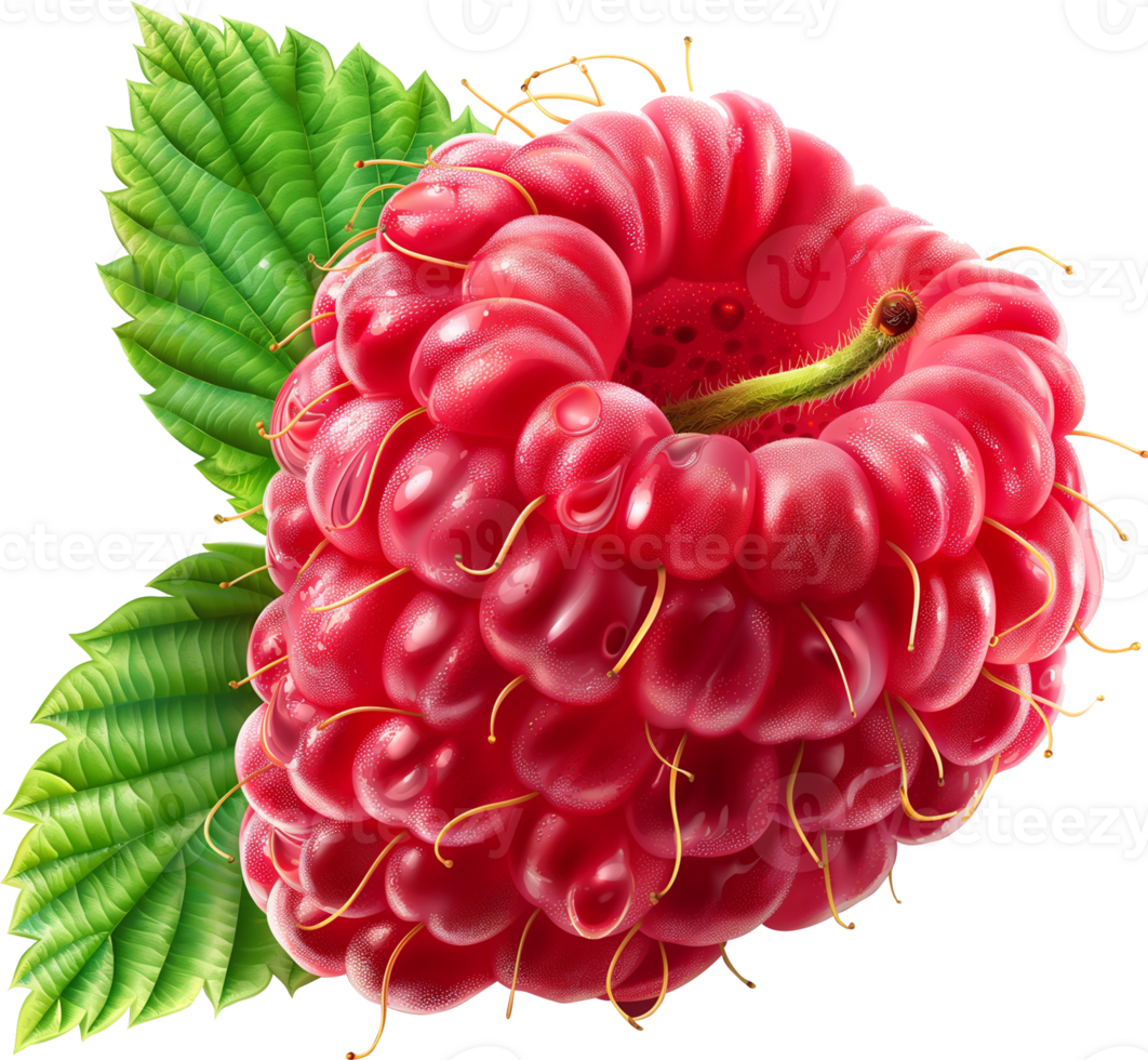 Red Raspberry fruit isolated on a transparent background png