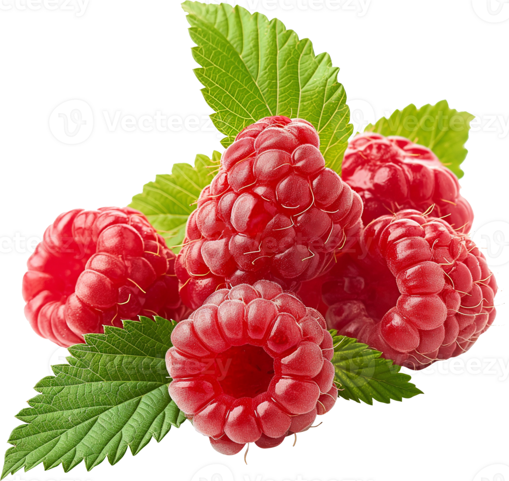 Ripe Raspberries isolated on a transparent background png