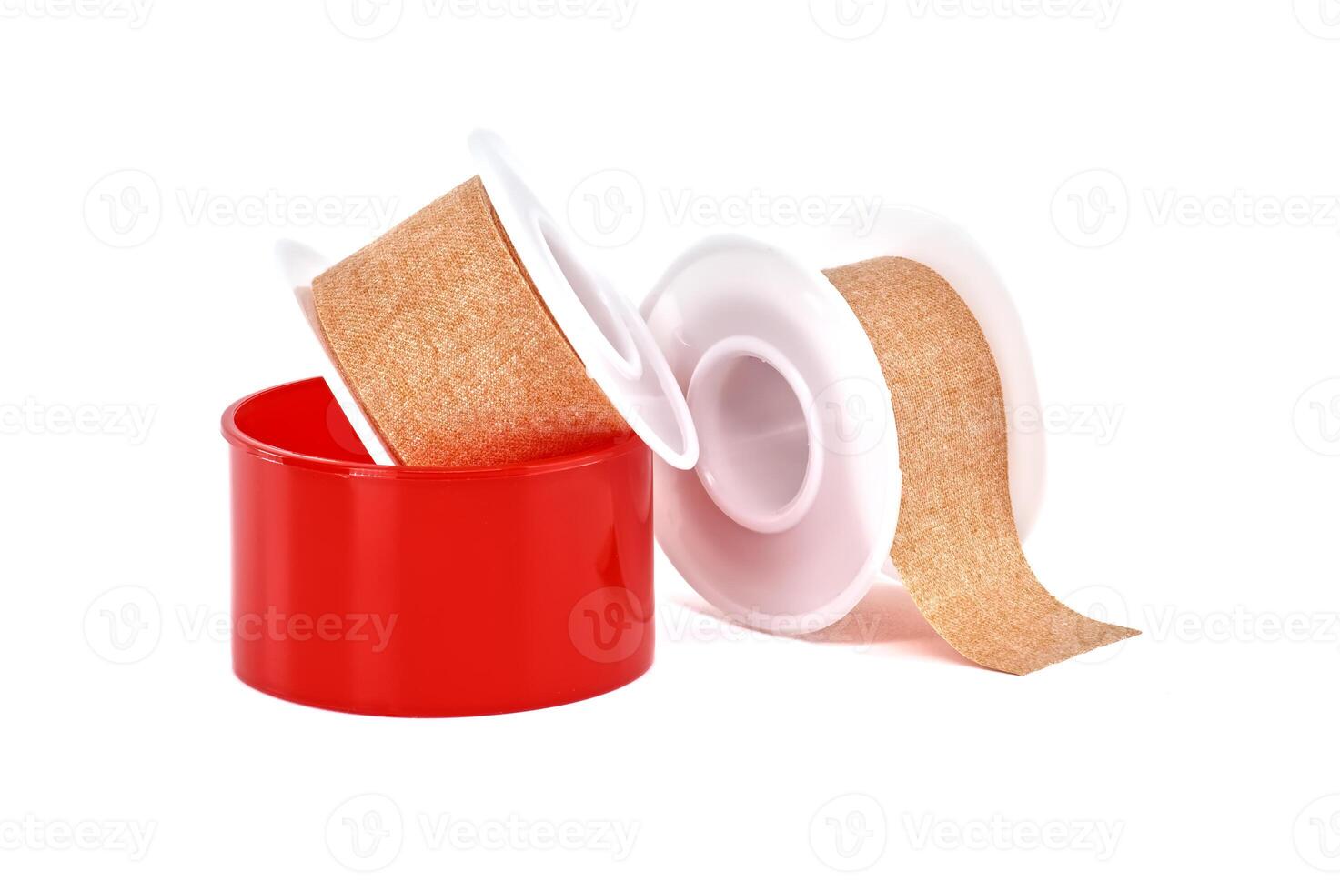 Medical surgical adhesive tape isolated on white background photo