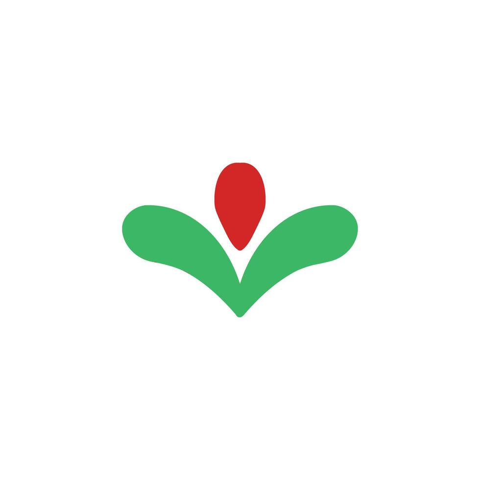 Flat style logo template, red berry with leaves vector