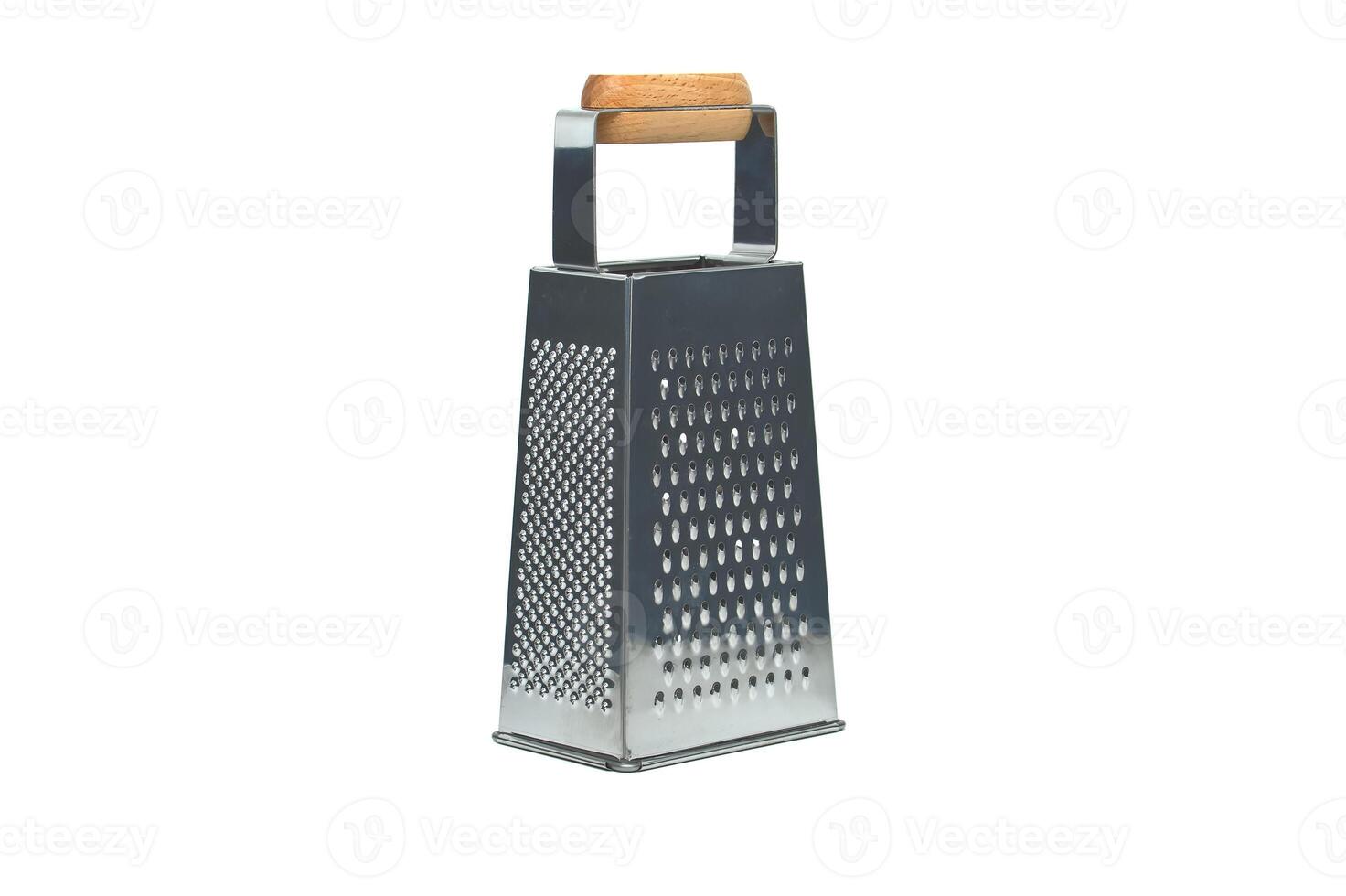 Stainless four sided box grater for kitchen isolated on white background photo