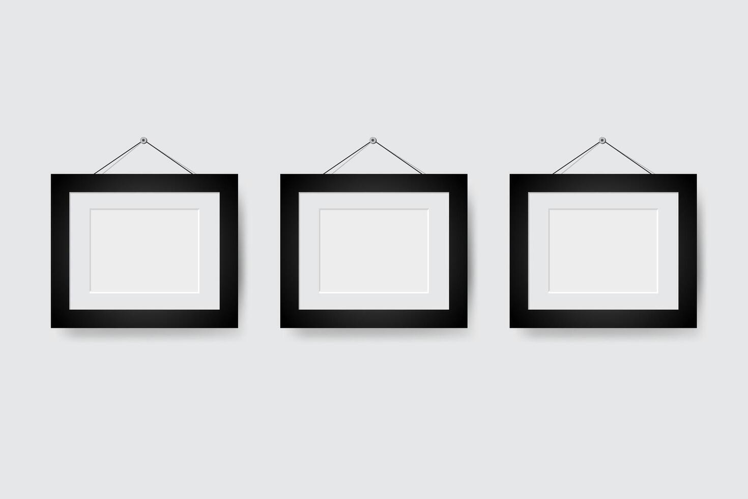 Blank photo three frame on gray background. vector