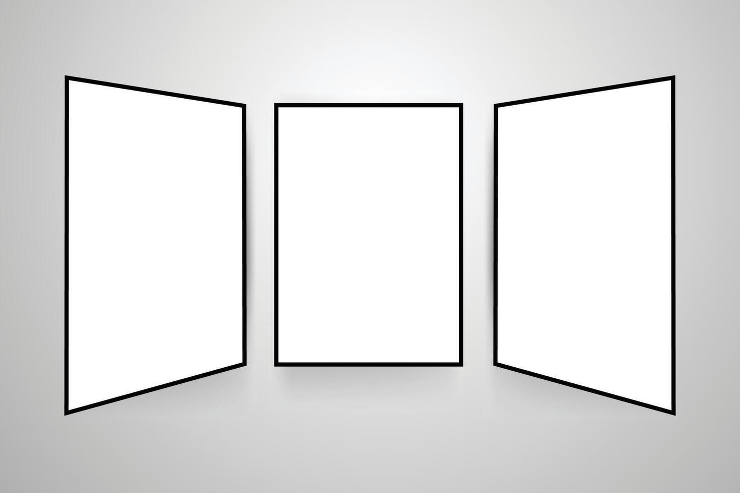 White posters with black frame mockup vector