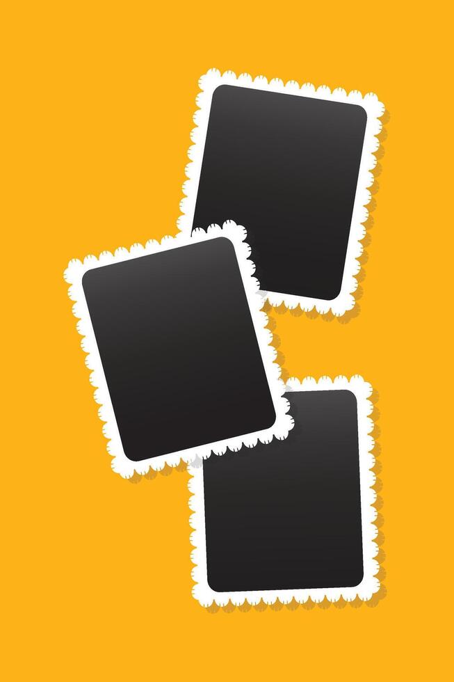 photo frames on yellow background vector