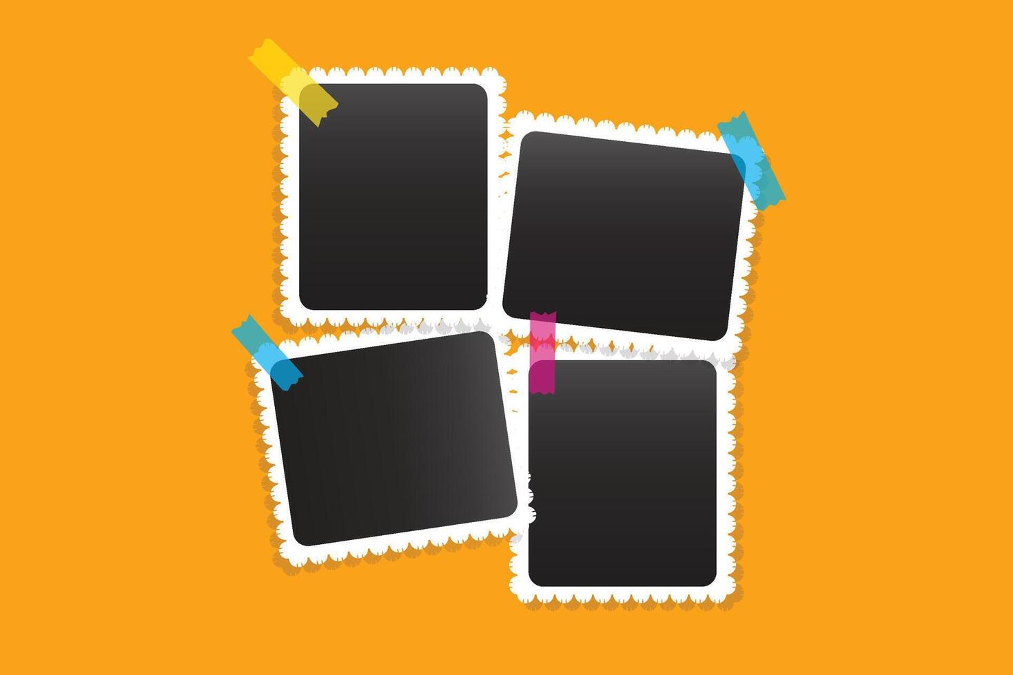 photo frames on yellow background design vector