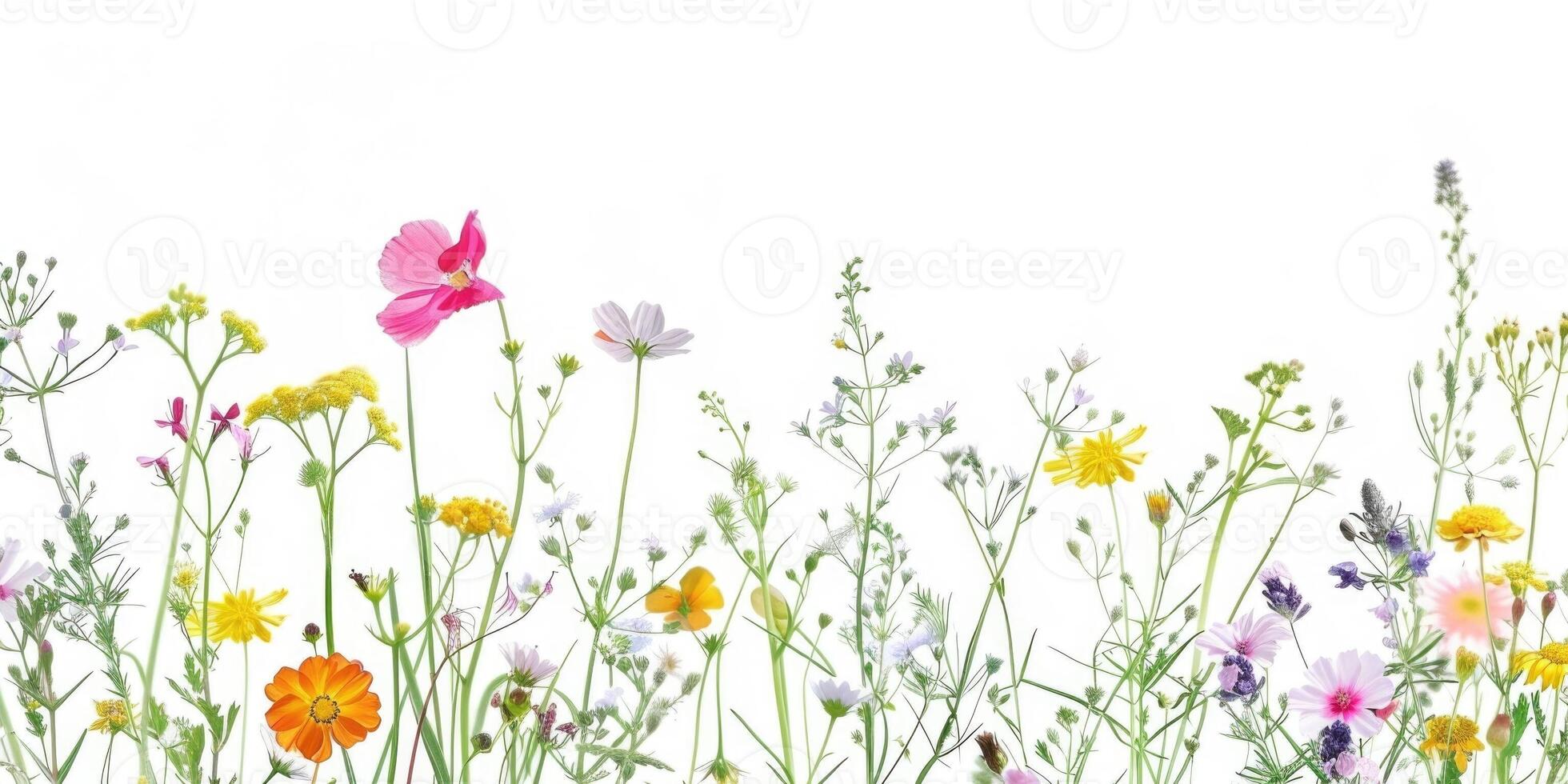 wildflowers decoration floral flatlay on white background photo