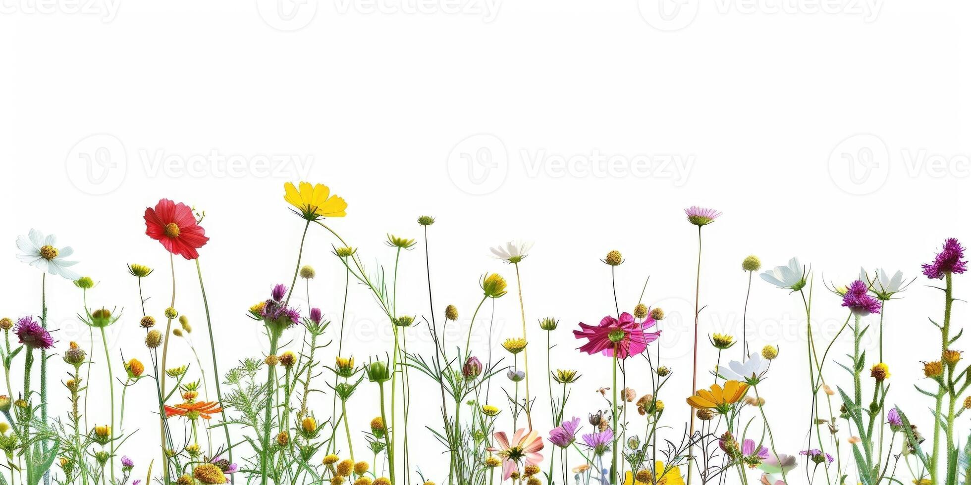 wildflowers decoration floral flatlay on white background photo