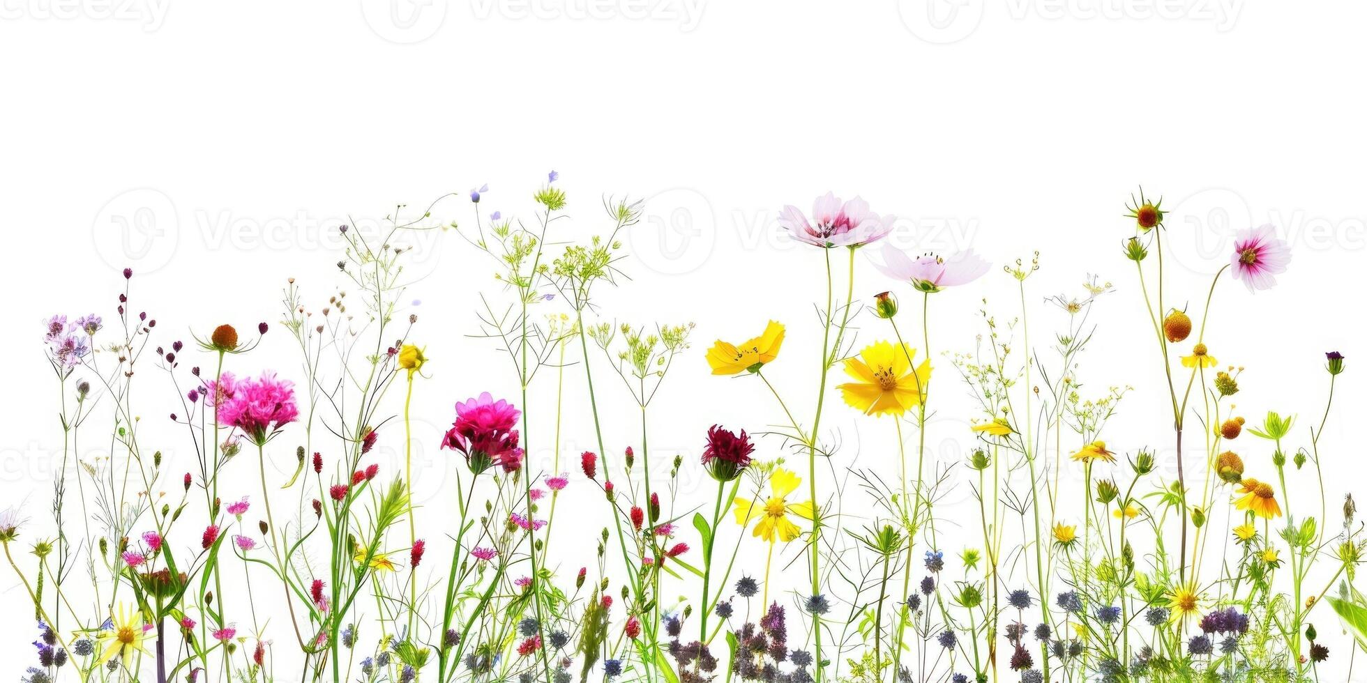 wildflowers decoration floral flatlay on white background photo