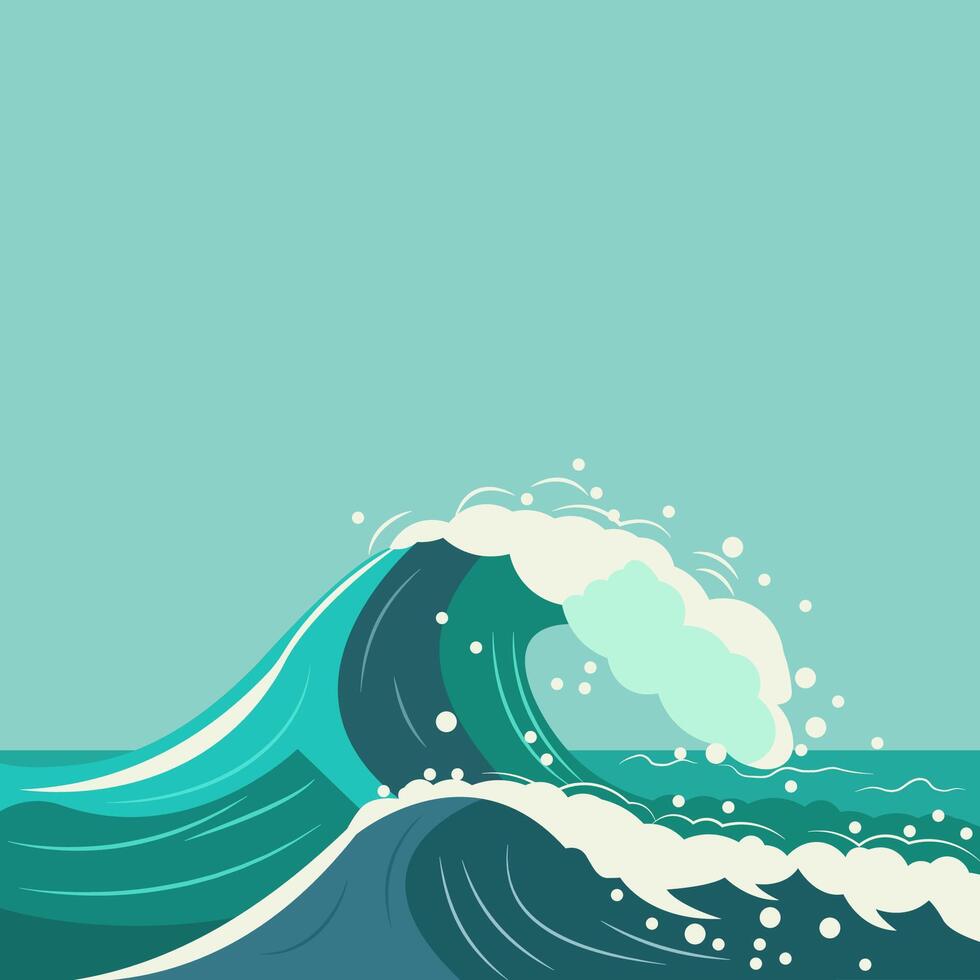 Summer Background of Beautiful Ocean Sea Water Waves with Clean Copy Space vector