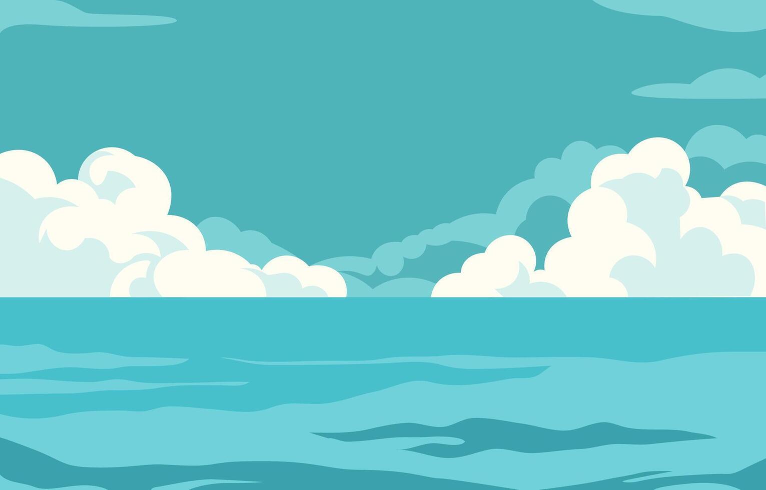 Nature Landscape Background with Blue Sea Ocean Water in Bright Sky vector