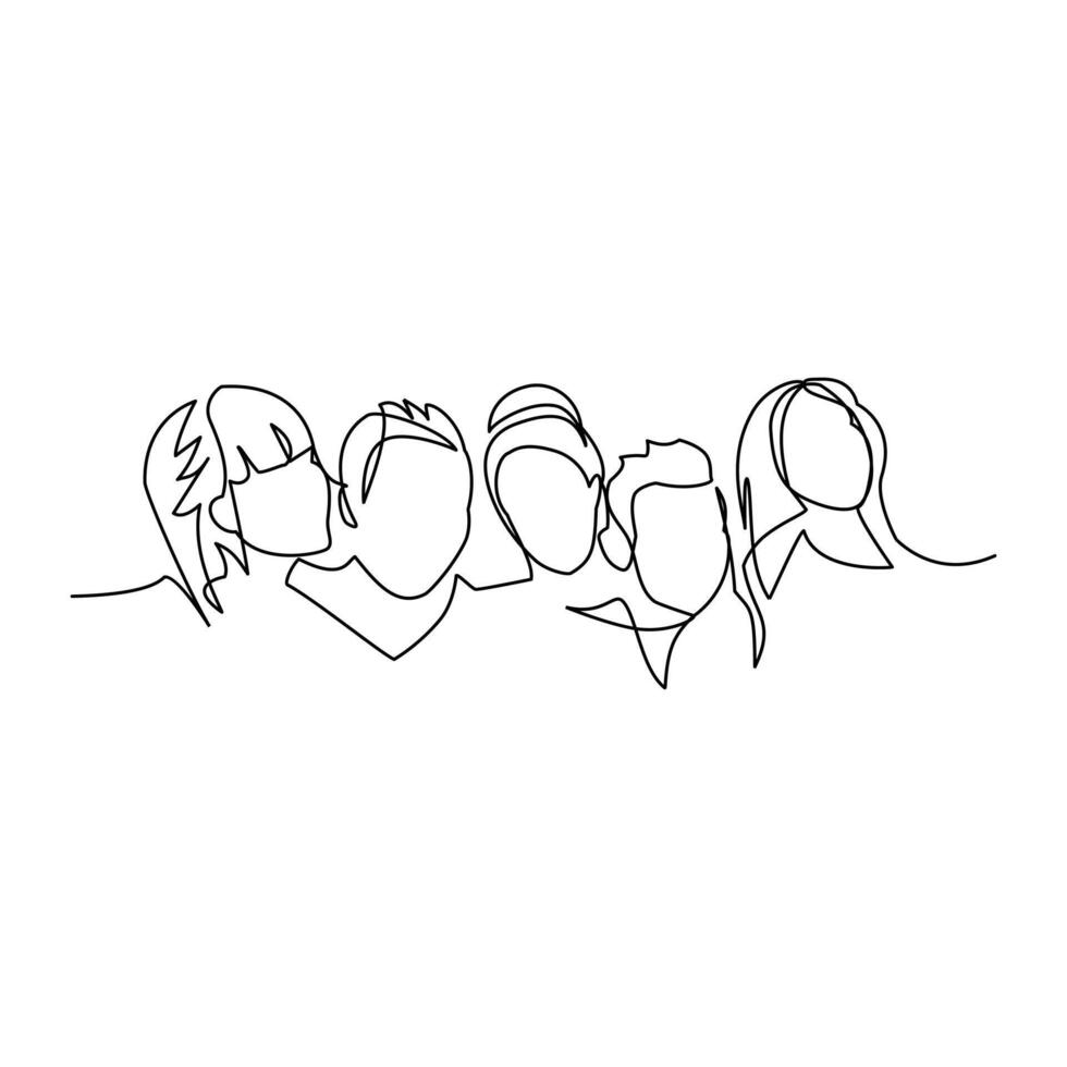 People drawn in line art style vector