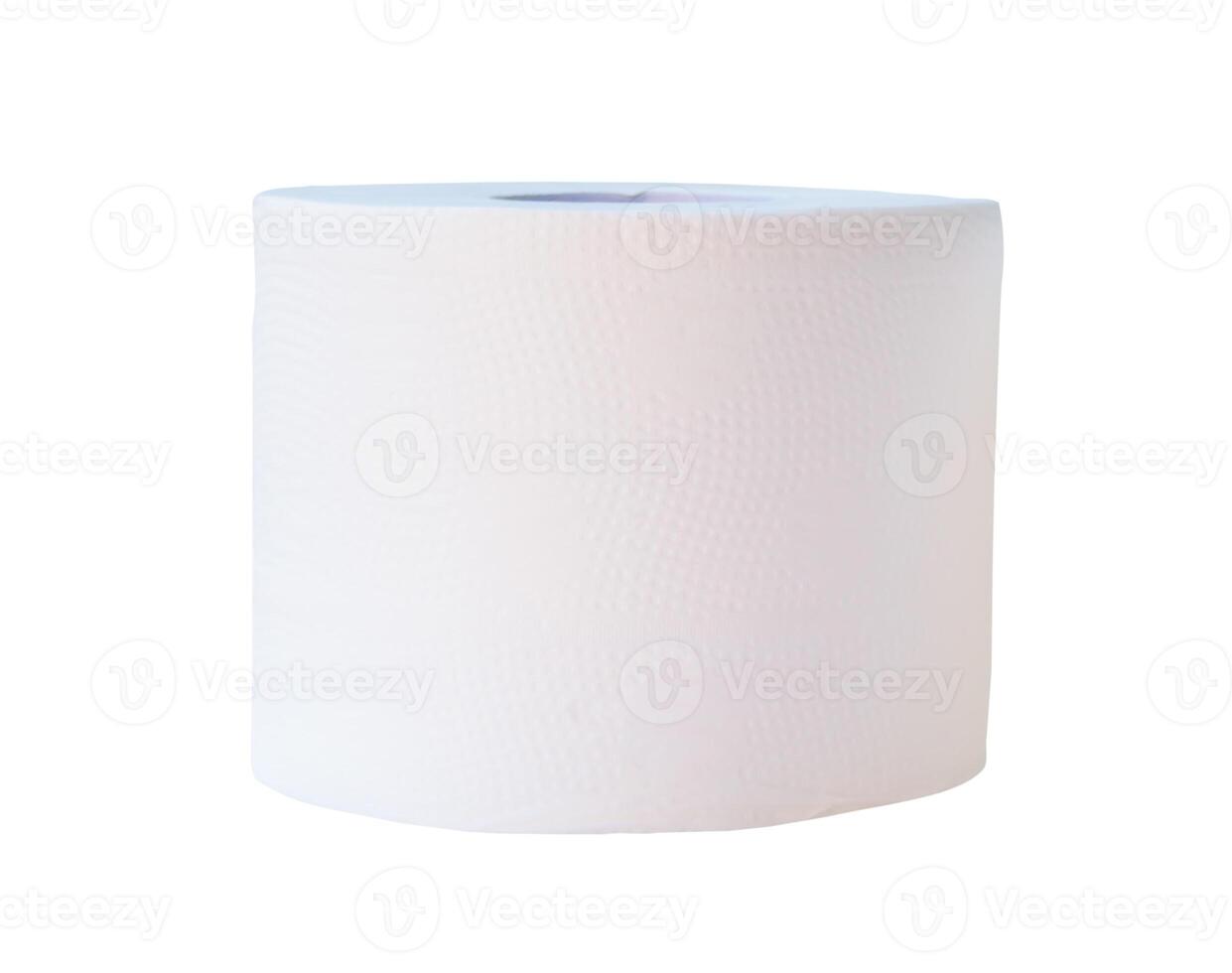 Front view or side view of tissue paper or toilet paper in roll isolated on white background with clipping path photo