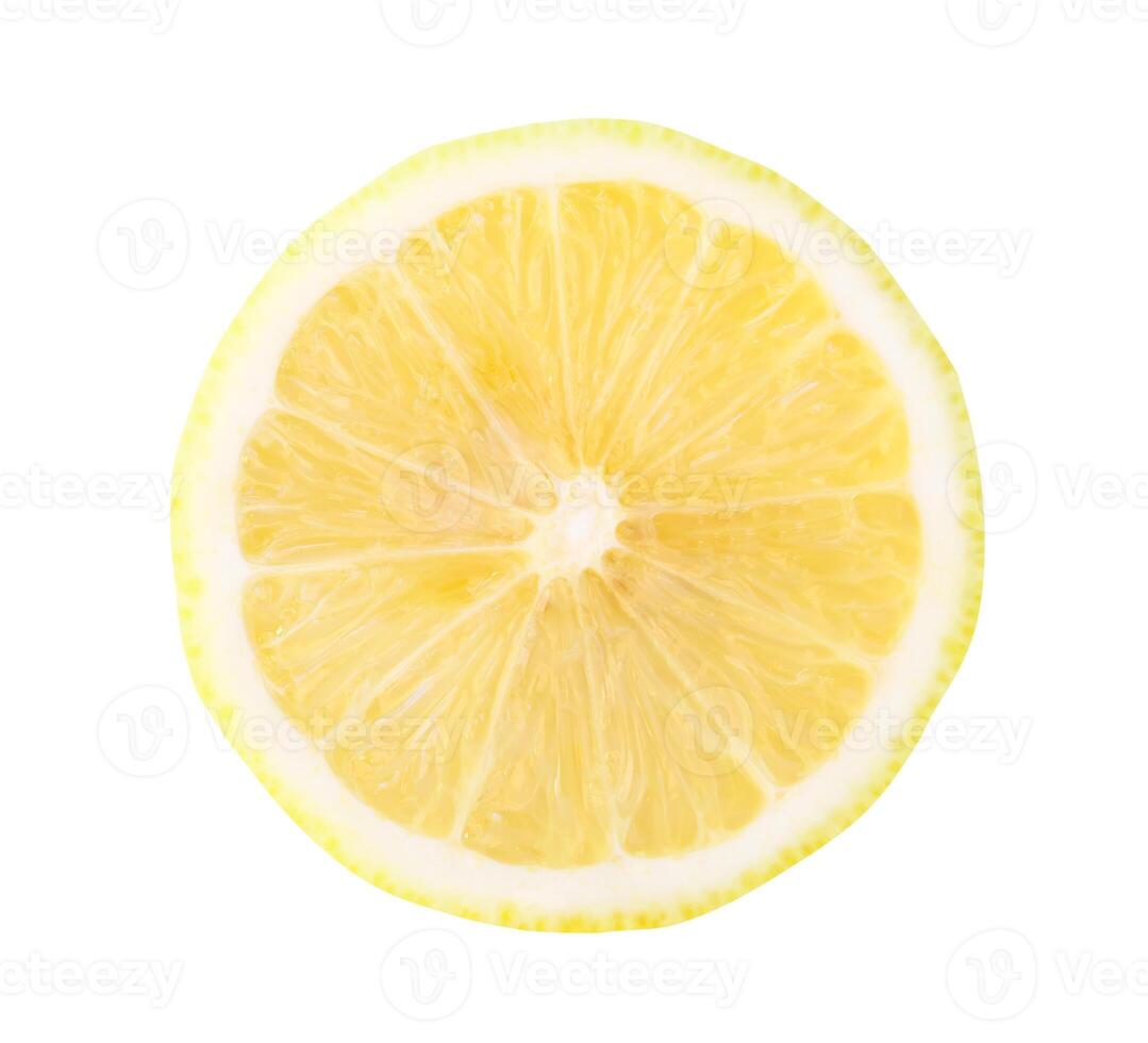 Top view of beautiful yellow lemon half isolated on white background with clipping path photo