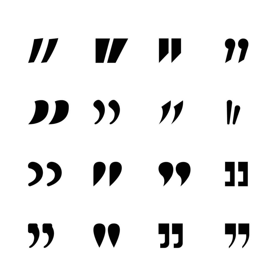 quote icon with 16 different shapes vector