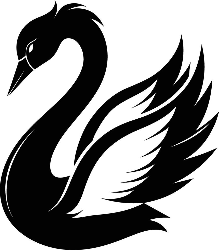 A black silhouette of a swan vector