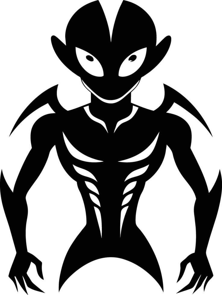 A black silhouette of a alien vector
