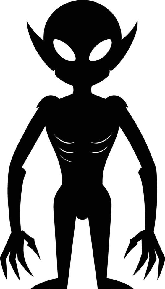 A black silhouette of a alien vector