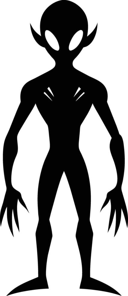 A black silhouette of a alien vector