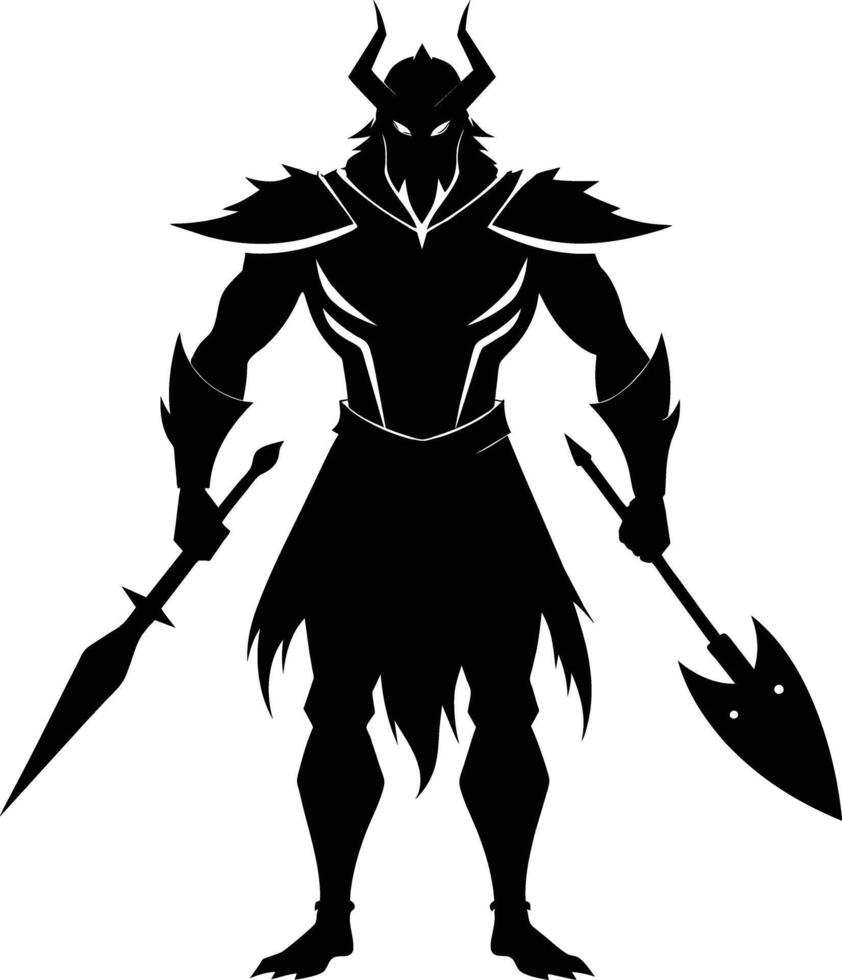 A black silhouette of a warrior vector