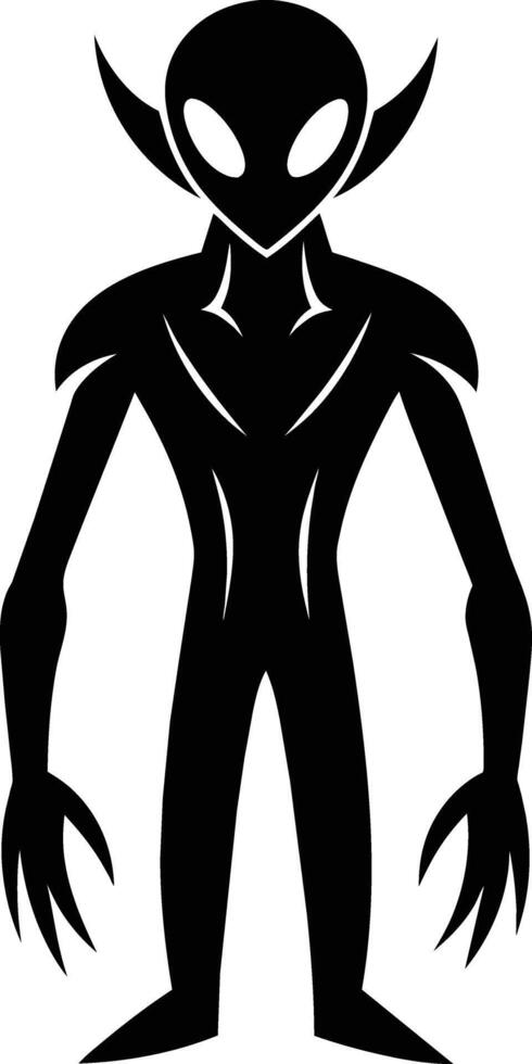 A black silhouette of a alien vector
