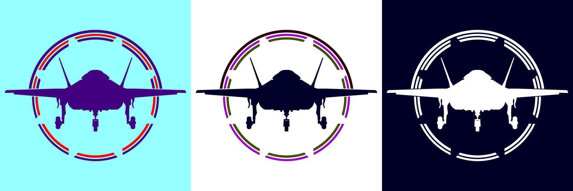 illustration of a fighter plane in a frame vector