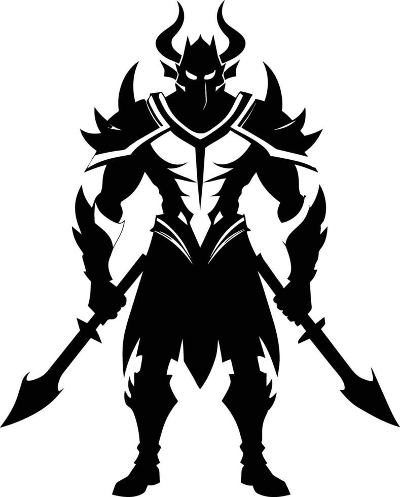 A black silhouette of a warrior vector